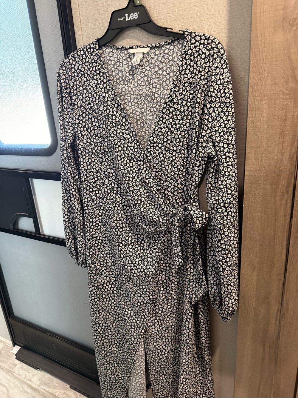 H&M Black and White Floral Wrap Dress